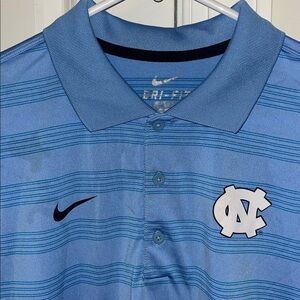 Nike UNC North Carolina Blue Stripe Tar Heels polyester Tennis Polo golf shirt S